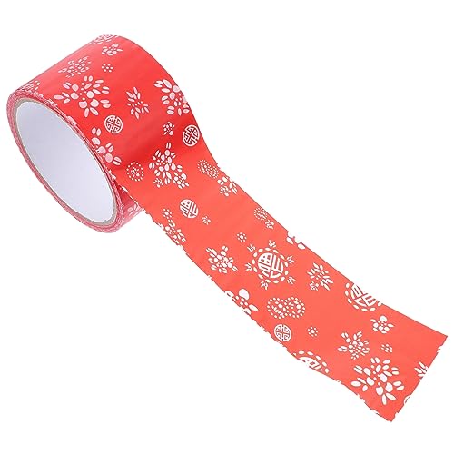 Tofficu 1 Rolle Geschenkband Handwerksbedarf Junk-Journal-Zubehör Vintage-Packband hochzeitsdeko dekorative Bänder dünnes Paketband Haftklebstoff auf Wasserbasis rot von Tofficu