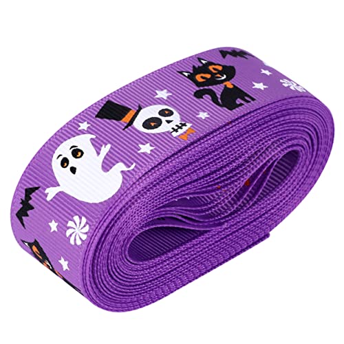 Tofficu 1 Rolle Halloween-Dekorationsband Halloween-Ripsband farbig Basteln seidig geschenkband halloween Dekorative Schleifen für Geschenkbänder Blumenwickband Polyester Violett von Tofficu
