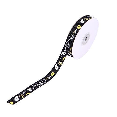 Tofficu 1 Rolle Halloween-Geschenkband für Du Skelett bedrucktes Band Party geschenkband halloween halloween-dekoration Geschenkverpackungsband Halloween-Verpackungsband Polyester Black von Tofficu
