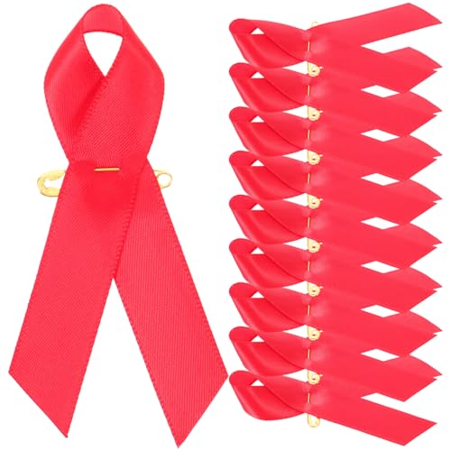 Tofficu 1 Satz Bastelband -bewusstseins-anstecknadel Hope Pink Ribbon Pins Lila Kleines Spendenband Spendenbänder Mit Anstecknadel Hilfsmittelbänder -band Technologie Rot 50 Stück von Tofficu