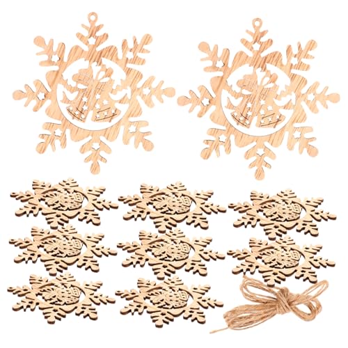 Tofficu 1 Satz Bausatz rustikaler Christbaumschmuck Weihnachts-Tags Weihnachtskugelverzierungen Dekorationen leer Holzspäne im Weihnachtsdesign Holzscheiben Anhänger zeichnen hölzern Beige von Tofficu