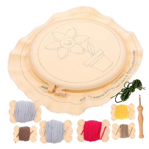 Tofficu 1 Satz DIY Stickerei Set für Anfänger Handgemachte Materialien mit Buntem Wollfaden und Stanznadel für Kreative Dekorationen für Kunsthandwerk für DIY von Tofficu