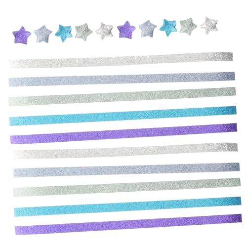 Tofficu 1 Satz Diy Glitzer Origami Papier Set Farbige Bastelstreifen für Kreative Sternfaltprojekte für Scrapbooking Kartenherstellung und Feiertagsdekorationen von Tofficu