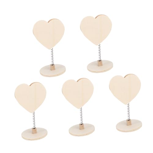 Tofficu 1 Satz Geschäftskartenhalter Herzdekoration Clips Für Die Tischdekoration Memo -clips Tischnummernclips Desktop Schmücken Memo-ordner Hochzeitstischdekoration Hölzern Beige 5 Stück von Tofficu