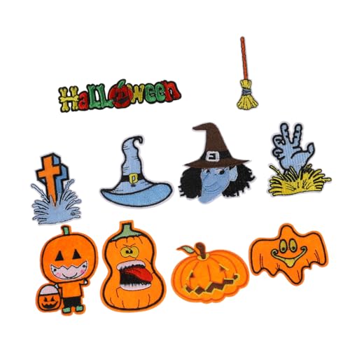 Tofficu 1 Satz Halloween Bestickter Stoffaufnäher Kleidung Mit Dekoration Halloween-patch Benutzerdefinierter Patch Jacke Nähen Flecken Halloween-tuch Stoff-polyester-vliesstoff 10 Stück von Tofficu