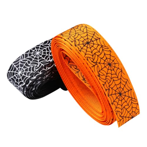 Tofficu 1 Satz Halloween-spinnennetz-band Halloween -dekorationen Partydekorationen Halloween Dekoration Halloween-dekoration Verpackungsband Geschenkband Verpacken Polyester Black 2 Stück von Tofficu