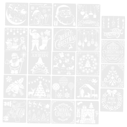 Tofficu 1 Satz Malvorlage Für Weihnachten Groß Malschablonen Zum Basteln Malerei Weihnachtsmalschablonen Weihnachtskarten Basteln Sprühschablonen Malvorlagen Weihnachts-diy-tool 24blatt von Tofficu