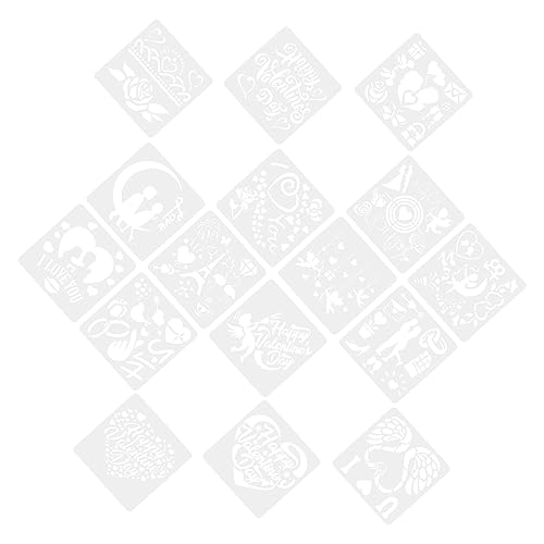 Tofficu 1 Satz Malvorlage Zeichnung Vorlagen Für Hochzeitsschablonen Malerei Valentinstag Malschablonen Malen Herz-scrapbooking-schablonen Weiß Plastik 16 Stück von Tofficu