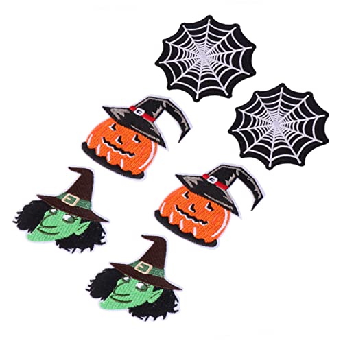 Tofficu 1 Satz Patch Halloween -dekorationen Mini-halloween Party Bestickt Gruselig Halloween-spinnennetz Nähen Abzeichen Flecken Spookische Dekorationen Kleiderflicken Stoff 6 Stück von Tofficu