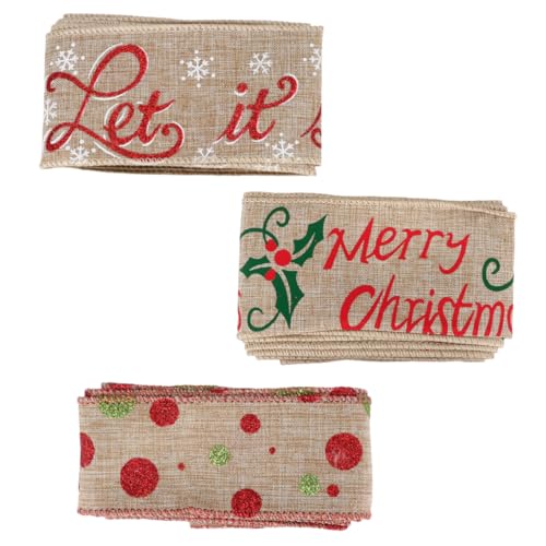 Tofficu 1 Satz Sackleinenband Weihnachtsgirlande Baum Weihnachtsband Weihnachtsdekorationen Schleife Stoff Partydekoration Handwerk Geschenkverpackungsband Leinen- 3 Stück von Tofficu
