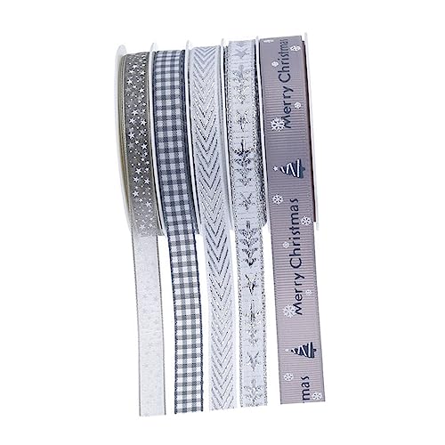 Tofficu 1 Satz Schleife grünes Band Jubiläum Ornamente weihnachtsverpackungsband rotes Band ribbon weihnachtsband xmas decoration dekobänder Wickelband Geschenkpaketband Polyester Silver von Tofficu