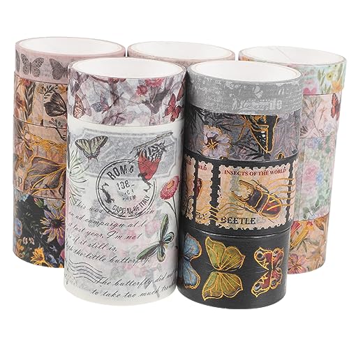 Tofficu 1 Satz Schmetterling Scrapbooking Tape Blumenbänder Sammelklebeband Scrapbook-diy-klebebänder Farbiges Band Papierband Papier Klebeband Blumenband Aufkleber 17rollen von Tofficu