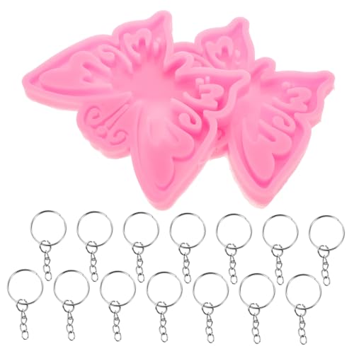 Tofficu 1 Satz Schmetterlingsform Flügel Schlüsselbund UV Gießen schmuckherstellung Silikon-Gießform Harzgussform schlüsselanhänger Epoxidwarengussformen DIY zubehör Metall Rosa von Tofficu