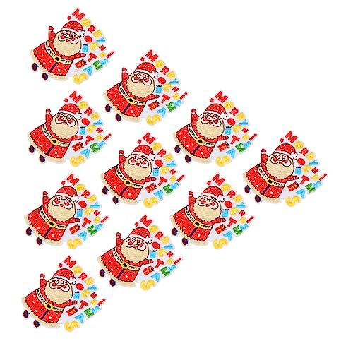 Tofficu 1 Satz Stickereiflecken Weihnachtsdekorationen Stichworte Geformt Klaus Stickerei-diy-patch Weihnachtliche Kleidungsflicken Lochreparaturaufkleber Flicken Aufnähen Stoff 10 Stück von Tofficu