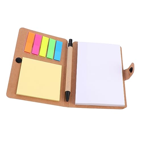Tofficu 1 Satz Sticky Notebook mit Haftnotizen und Index Tabs für Büro Schule und Zuhause aus Kraftpapier mit Wasserbasierendem Kleber von Tofficu