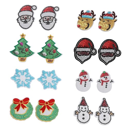 Tofficu 1 Satz Stoffaufkleber Mit Pailletten Stickrahmen Weihnachtsmotiv Gestickte Applikation Zum Nähen Patch Zubehör Weihnachtsflicken Zum Aufbügeln Schneemann-aufnäher Plastik 16 Stück von Tofficu