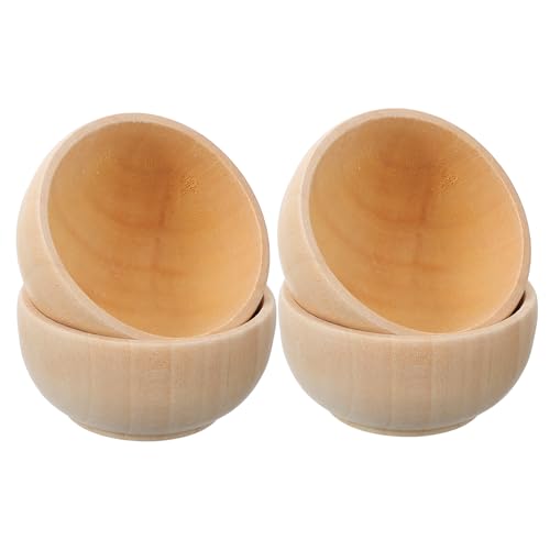 Tofficu 1 Satz Teiliges Set Unvollendeten Holzschalen Für Diy Holz Für Kreative Bastelprojekte Und Küchenaccessoires 4 Stück von Tofficu
