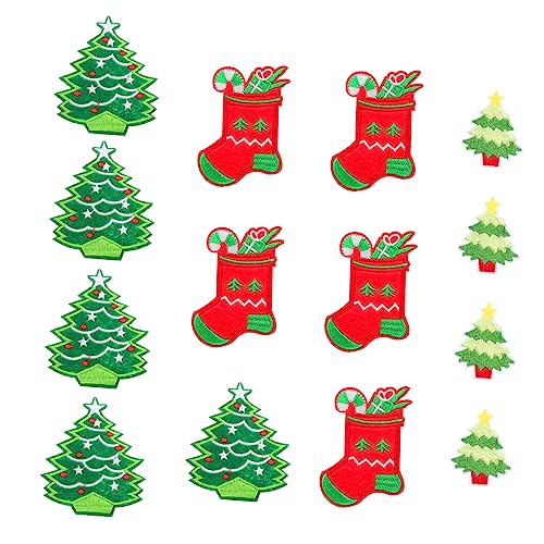 Tofficu 1 Satz Weihnachtspatch Aufkleber Weihnachten Dekoration Geschenkartikel Für Weihnachtsfeiern Nähen Kindermode Attraction Stickerei-diy-patch Kreativer Stoffaufnäher Vlies 14 Stück von Tofficu