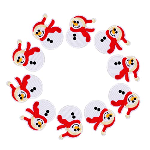 Tofficu 1 Satz Weihnachtspatch Weihnachtsbasteln Weihnachtsmotiv Weihnachtsdekoration Süße Patches Bügeleisen Aufkleber Weihnachtsflicken Zum Aufbügeln Schneemann-applikationen 10 Stück von Tofficu