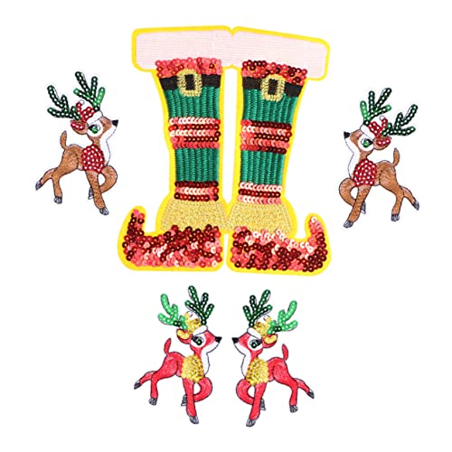 Tofficu 1 Satz Weihnachtssticker Aus Stoff Weihnachtsapplikationen Für Stoff Weihnachtsdekorationen Kindergeschenke Weihnachtsdekoration Patch Diy-stickpatch 5 Stück von Tofficu
