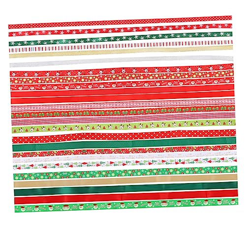 Tofficu 1 Satz Wickelbanddekor Gold Weihnachtsdekorband Dekoration Drinnen Grün Weiß Ribbon Weihnachtsband Weihnachts Deke Verpackungsband Weihnachtsdruckband Polyester 26 Stück von Tofficu