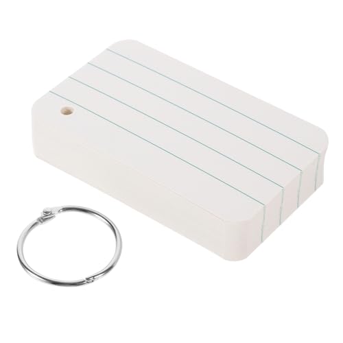 Tofficu 1 Satz Wortspeicherkarten schmucklos einfache Karten Papier lehrreich Leerzeichen Notizkarten leer Karteikarten Wortnotizkarten Speicher Flashcards tragbare Notizkarten Eisenring von Tofficu