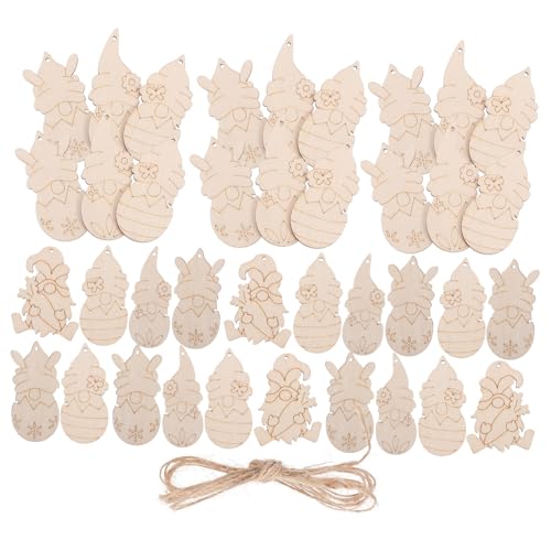 Tofficu 1 Satz Zwergen-holzdekoration Diy Ostern Ornament Ostern Holzdekoration Diy Ostern Dekoration Ostern Holzscheiben Bemalung Von Holzspänen Handgefertigter Graffiti-chip 25 Stück von Tofficu