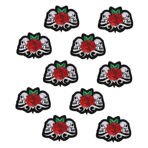Tofficu 1 Satz -patch Puffer Kleidung Punk Nähen Stoffaufkleber Halloween Dekoration Halloween-dekoration Gestickter Aufnäher Mit Skelett Gestickte Aufnäher Polyester 10 Stück von Tofficu