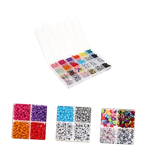 Tofficu 1 Schachtel Fächer Box mit Farbigen Kratzfesten Buchstabenperlen Handgefertigte Glasperlen für DIY Schmuckherstellung Verschleißfeste Armbandperlen für Bastelaccessoires von Tofficu
