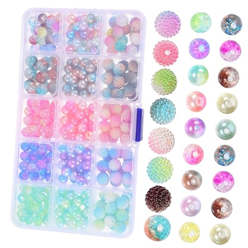 Tofficu 1 Schachtel Fächer Farbverlauf Abs Acryl Perlen Schmuck Spacer Beads für DIY Armband Halskette Basteln Leichte Perlen für Schmuckherstellung und Beading von Tofficu