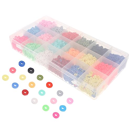 Tofficu 1 Schachtel Polymer Clay Spacer Beads Fächer Bunte Flache Perlen für Schmuckherstellung DIY Armbänder Halsketten Ohrringe Zubehör Sommerlich Leicht Kompakt von Tofficu