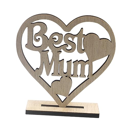 Tofficu 1 Stück Mama ihr Dekorationen Braut personalisiert für Mama graviert holzgeschenke holzdeko woodcarver taggeschenk tags geschenkt Herz-Plakette- Hölzern von Tofficu