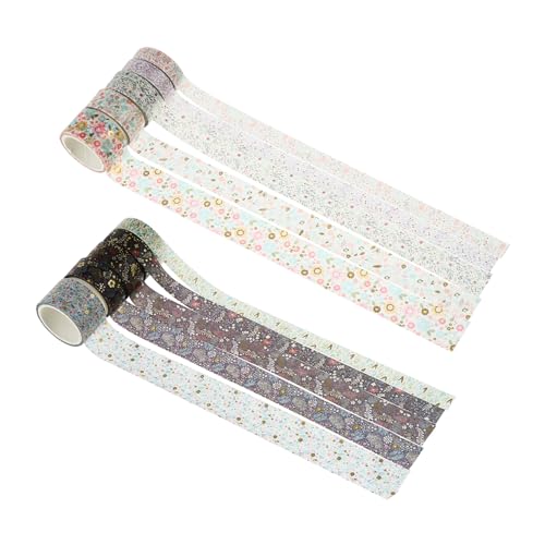 Tofficu 10 Rollen Dekoratives DIY Papier Klebeband Washi Tape mit Einzigartigen Designs für Scrapbooking Journaling und Bastelprojekte pro Rolle für Kreative Dekorationen von Tofficu