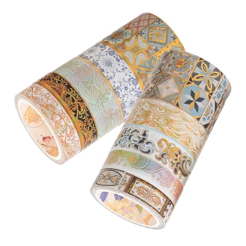 Tofficu 10 Rollen Dekoratives Washi Tape Klebeband mit Klaren Mustern Rückstandsfrei Ablösbar für DIY Scrapbooking Planer Kalender Basteln Hochwertiges Washi Material Vielseitiges von Tofficu