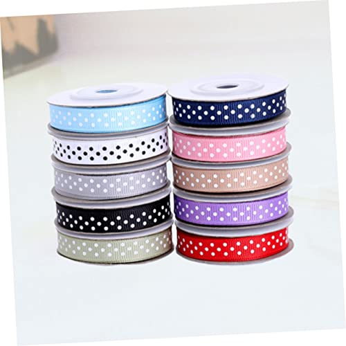 Tofficu 10 Rollen Geschenkband mit Punkten Breit Yards pro Geripptes Satinband für Geschenkverpackung DIY Schleifen Basteln und Partydekoration von Tofficu