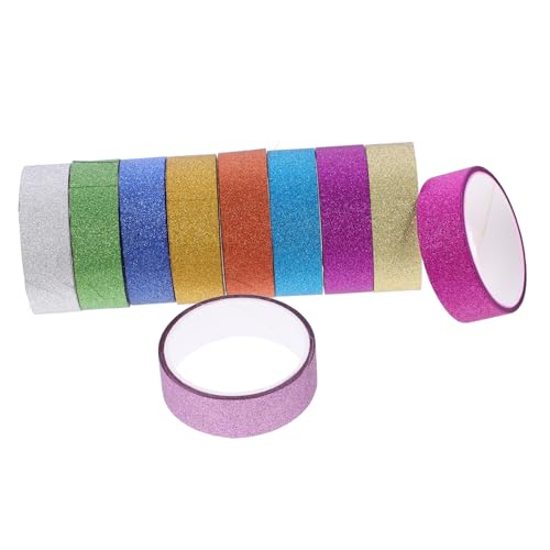 Tofficu 10 Rollen Glitzeband Scrapbooking -Vorräte Klebeband Aufkleber selbstklebende Bänder Washi Tape zum Verpacken von Geschenken Scrapbook-DIY-Klebebänder Papier von Tofficu