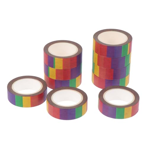 Tofficu 10 Rollen Washi Tape Regenbogen Klebeband DIY Scrapbooking Dekoratives Papierband für Handarbeit Sticker und Bastelbedarf von Tofficu