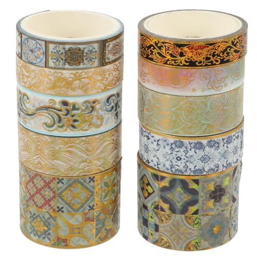 Tofficu 10 Rollen Washi-tape Schrott Aufkleber Gold Uv Dekorative Bänder Für Sammelalben Abziehbilder Zum Basteln Selbstklebende Diy-klebebänder Diy Klebeband Bastelband Papier Tofficu 10 Rollen Washi-tape Schrott Aufkleber Gold Uv Dekorative Bänder Für Sammelalben Abziehbilder Zum Basteln Selbstklebende Diy-klebebänder Diy Klebeband Bastelband Papier von Tofficu