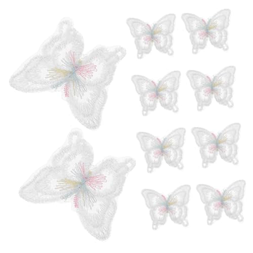 Tofficu 10 Stück Double-layer-schmetterlingsstoff-patch Stickereie Schmetterling Stickerei Für Brautkleider Applique Butterfly Weiße Applikationen Als Verzierungen Hut -stickereien Organza von Tofficu