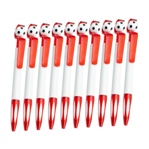 Tofficu 10 Stück Fußball Kugelschreiber Fußballspiel Dekorationen Jungs Party Neuheitstifte Fußball Thematisiert Multipack Fußball-goodie-bag-gefälligkeiten Schüler Stifte Plastik Rot von Tofficu