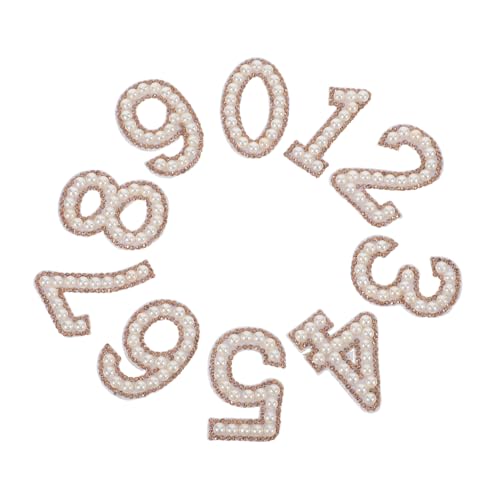 Tofficu 10 Stück Hot Patch Strass Zahlen Patches Zum Aufbügeln Fake Pearl Applikationen Glitzernde Aufnäher Zum Aufbügeln DIY Aufbügler Applikationen Zum Aufbügeln von Tofficu