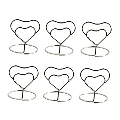 Tofficu 10 Stück Memohalter memo clip halter Memo-Halter für Notizen Ort Tisch Inhaber Silber Danksagung Etikett Herz Draht Platzkarten Gastronomie Gruß Hochzeitsbedarf Papierclips Silver von Tofficu
