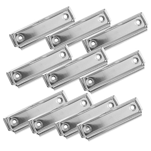 Tofficu 10 Stück Schreibblockhalter Clip Klammer fürs Büro kleine Klemmbretter papierklammer dokumentenmappe Klemmbrettklammern mit Nieten Schulzeitungsklammern Aluminiumlegierung Silver von Tofficu