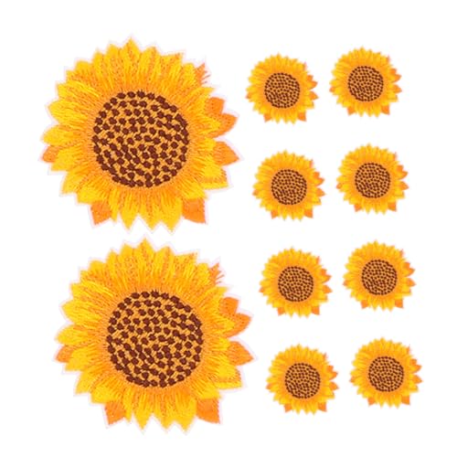 Tofficu 10 Stück Teiliges Bestickte Bügel flicken Sonnenblume Blumenmuster zum Aufbügeln Jeans Jacken Langlebig und Farbenfroh für Kleidung Reparatur und Dekoration von Tofficu