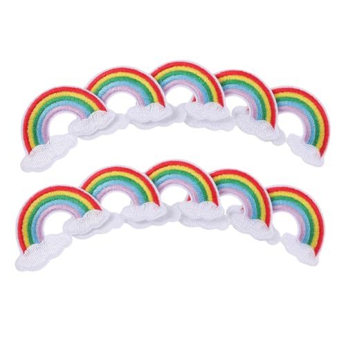 Tofficu 10 Stück Teiliges Bunter Aufbügelbarer Stickerei Patches für Damen und Herren Regenbogenwolken Motive zum Dekorieren und Reparieren von Jeans Jacken Rucksäcken und Kleidung von Tofficu