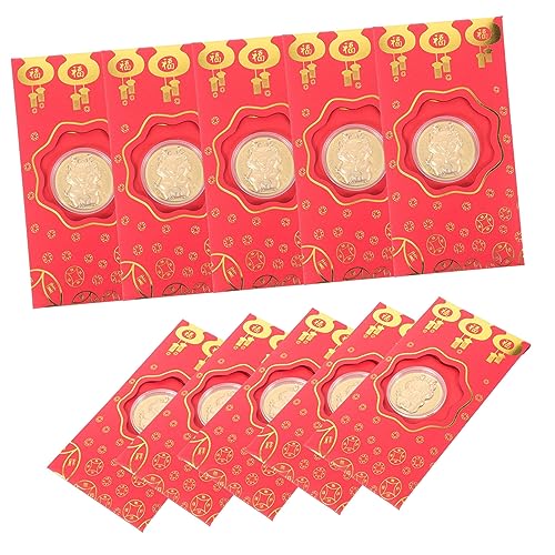 Tofficu 10 Stück Teiliges Chinesische Stil Glücksgeldumschläge Jahr Des Drachen Papierumschläge mit Dekorativem Drachenmotiv Stabile Rote Papiertüten für Bargeld Einladungen und Geschenke von Tofficu