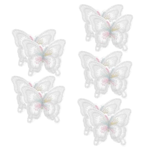 Tofficu 10 Stück Teiliges Doppelter Organza Schmetterling Stickerei Applikationen zum Aufnähen Handgenähte Langlebige Patches für DIY Brautkleider Kleidung Hüte Taschen und Kreative von Tofficu