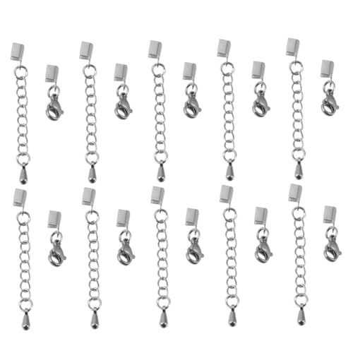 Tofficu 10 Stück Teiliges Edelstahl Lobster Verschlüsse für Lederband Ketten DIY Schmuckherstellung Robuste Quetschclips für Armband Halskette Lederseil Zubehör von Tofficu