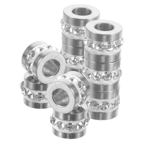 Tofficu 10 Stück Teiliges Edelstahl Spacer Perlen mit Strass Langlebige Schmuckperlen für Armbandherstellung DIY Bastelperlen Zubehör für Armbänder Ketten Haarbänder Schmuck Selber Machen von Tofficu