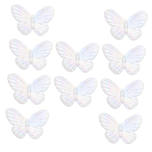 Tofficu 10 Stück Teiliges Gradient Schmetterlings Resin Anhänger DIY Schmuckzubehör Leicht Transparent Weiß für Ohrschmuck Halsketten Bastelbedarf von Tofficu